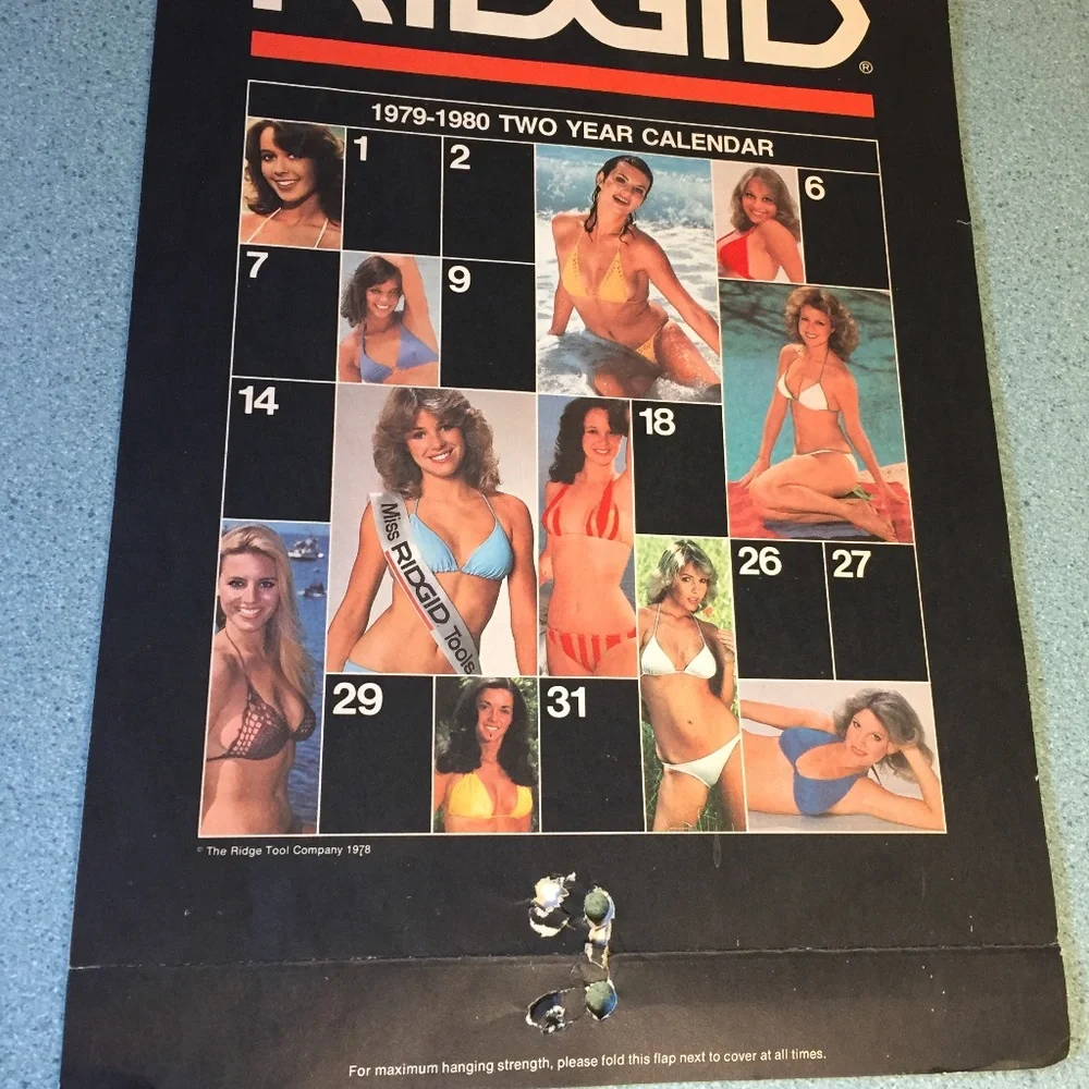 VINTAGE RIDGID TOOLS 9 -2 YEAR PIN-UP CALENDARS 1979-1998 INC RAQUEL WELCH REDO